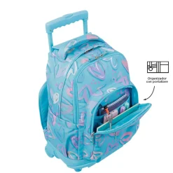 TOTTO - Mochila escolar con ruedas corazones pintados Renglones* Material Escolar