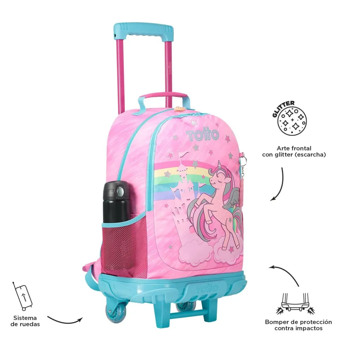 TOTTO - Mochila escolar con ruedas grande Fantasy* Material Escolar