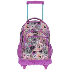 TOTTO - Mochila escolar con ruedas Renglones - Perritos* Material Escolar