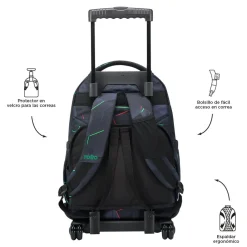 TOTTO - Mochila escolar con ruedas fractal Renglones* Material Escolar