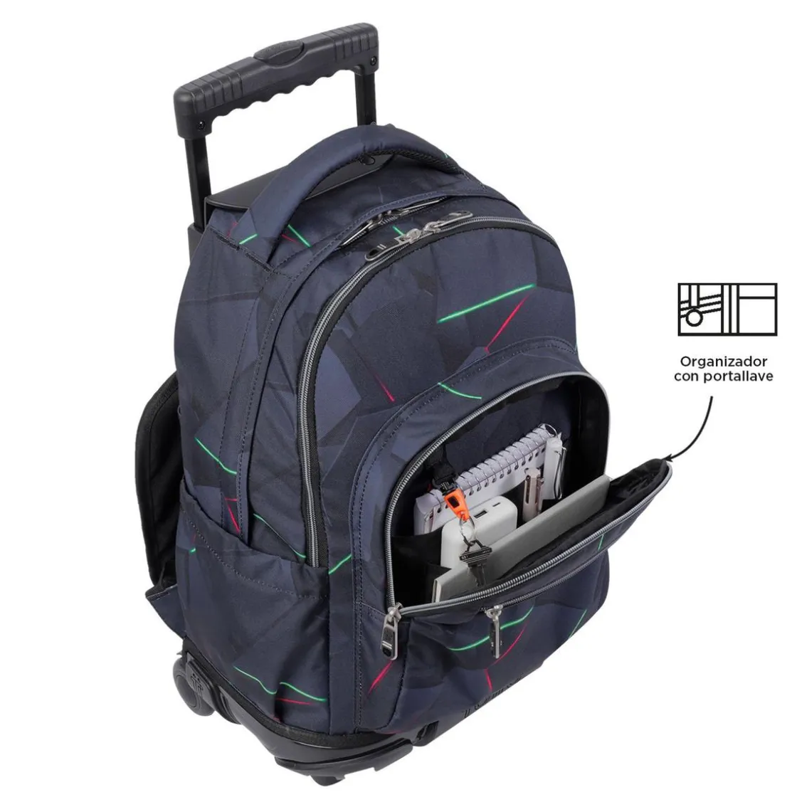TOTTO - Mochila escolar con ruedas fractal Renglones* Material Escolar