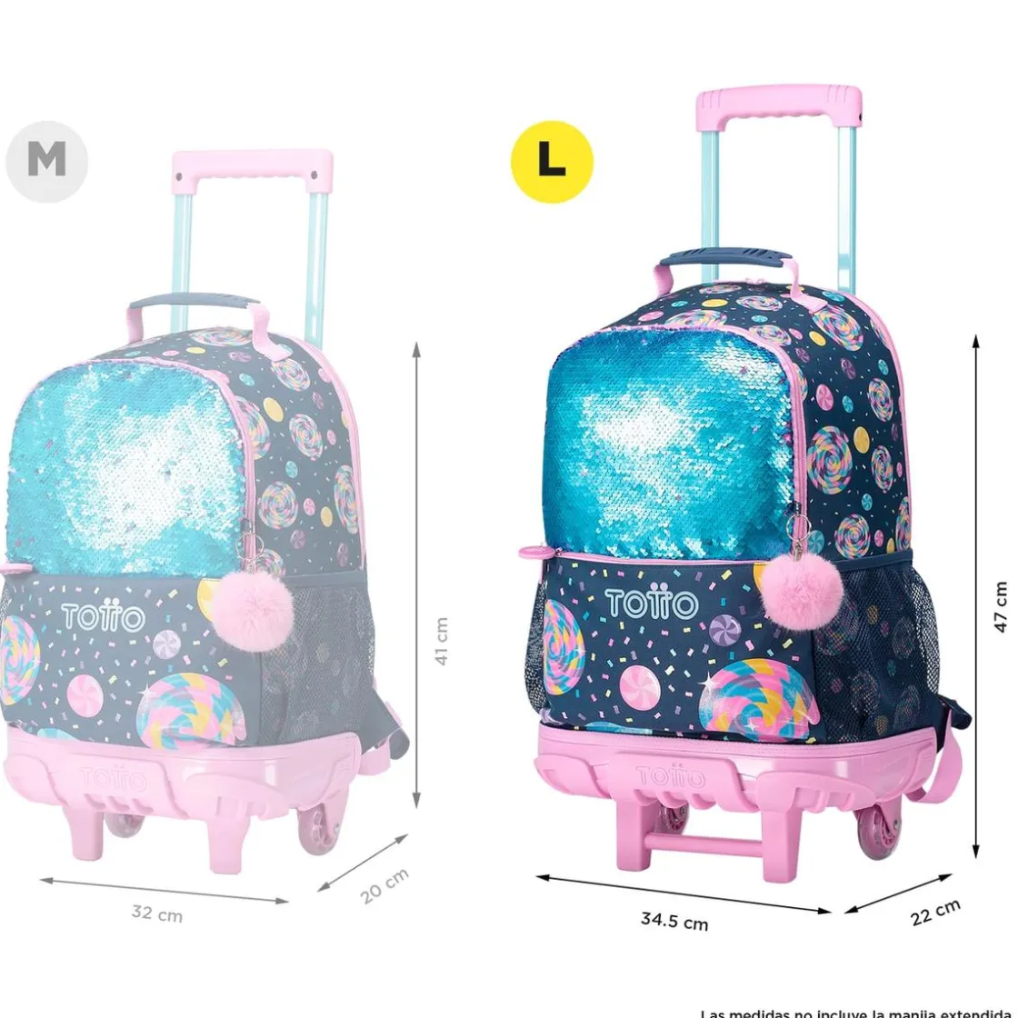 TOTTO - Mochila escolar con ruedas grande Sweet Candy* Material Escolar