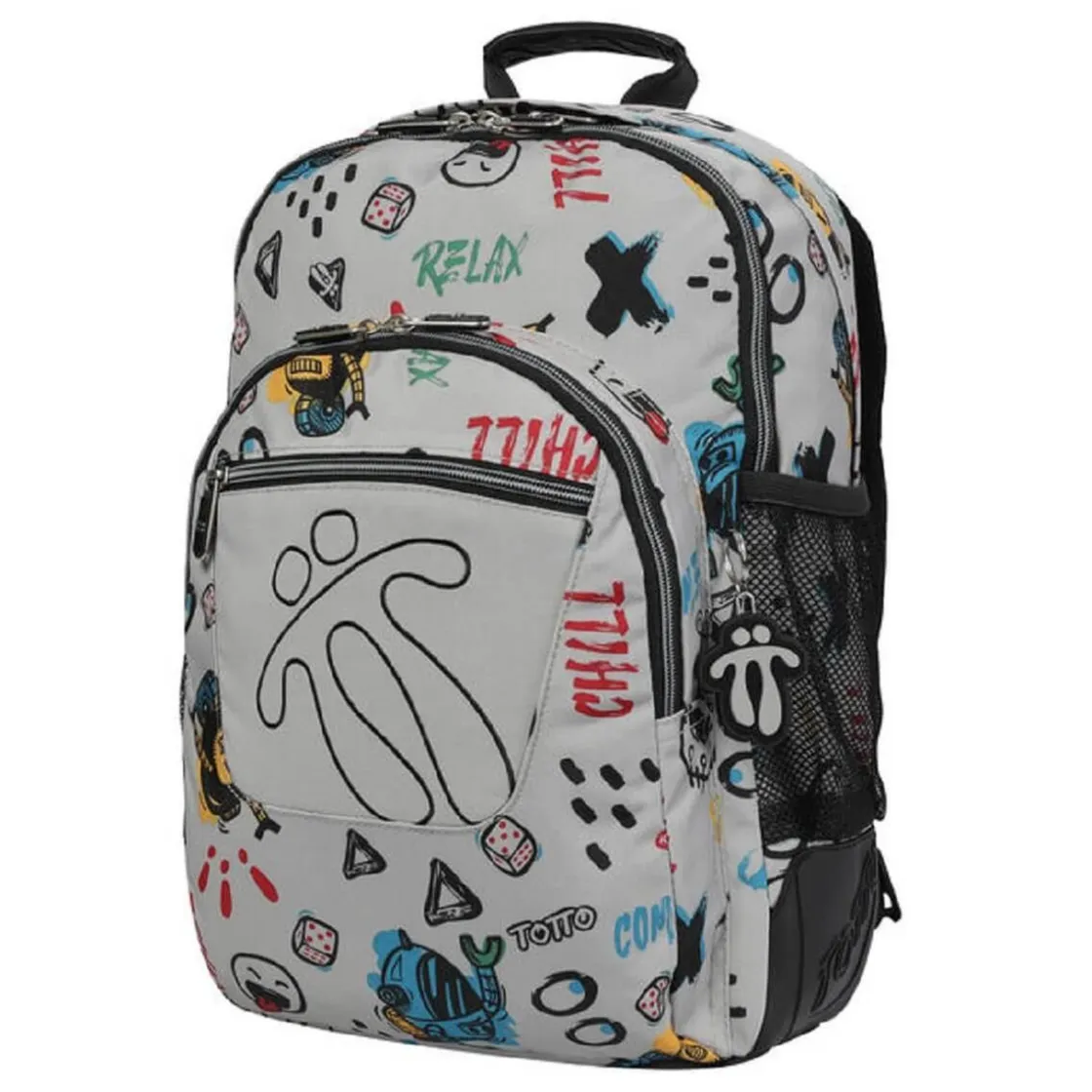 TOTTO - Mochila escolar Crayoles - Gris