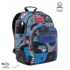 TOTTO - Mochila escolar cyber monstruos Crayoles* Material Escolar