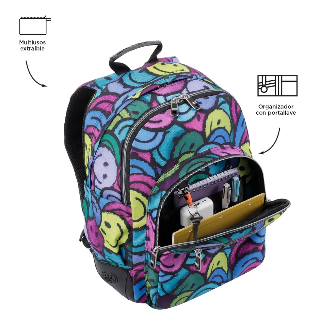 TOTTO - Mochila escolar emojis Crayoles* Material Escolar