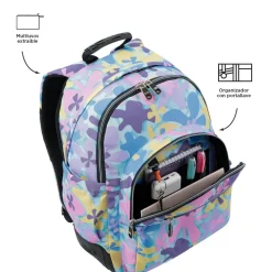 TOTTO - Mochila escolar flores hawaianas Crayoles* Material Escolar