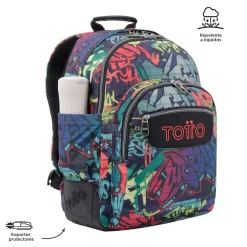 TOTTO - Mochila escolar graffiti Crayoles* Material Escolar