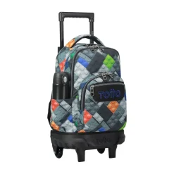 TOTTO - Mochila escolar pequeña ruedas bloques Resma