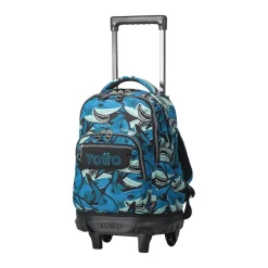 TOTTO - Mochila escolar pequeña ruedas tiburones Resma* Material Escolar