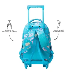 TOTTO - Mochila escolar pequeña ruedas corazones pintados Resma* Material Escolar