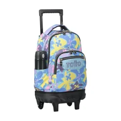 TOTTO - Mochila escolar pequeña ruedas flores hawaianas Resma