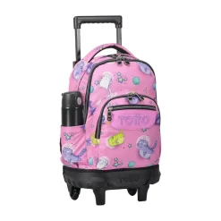 TOTTO - Mochila escolar pequeña ruedas gatos astronautas Resma