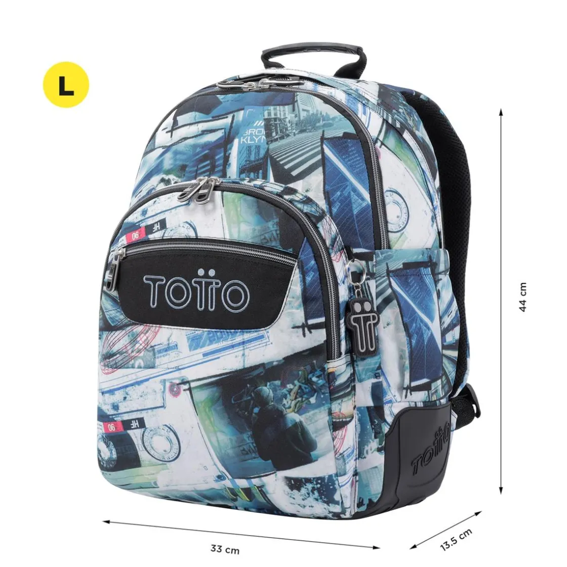 TOTTO - Mochila escolar postales y casetes Crayoles