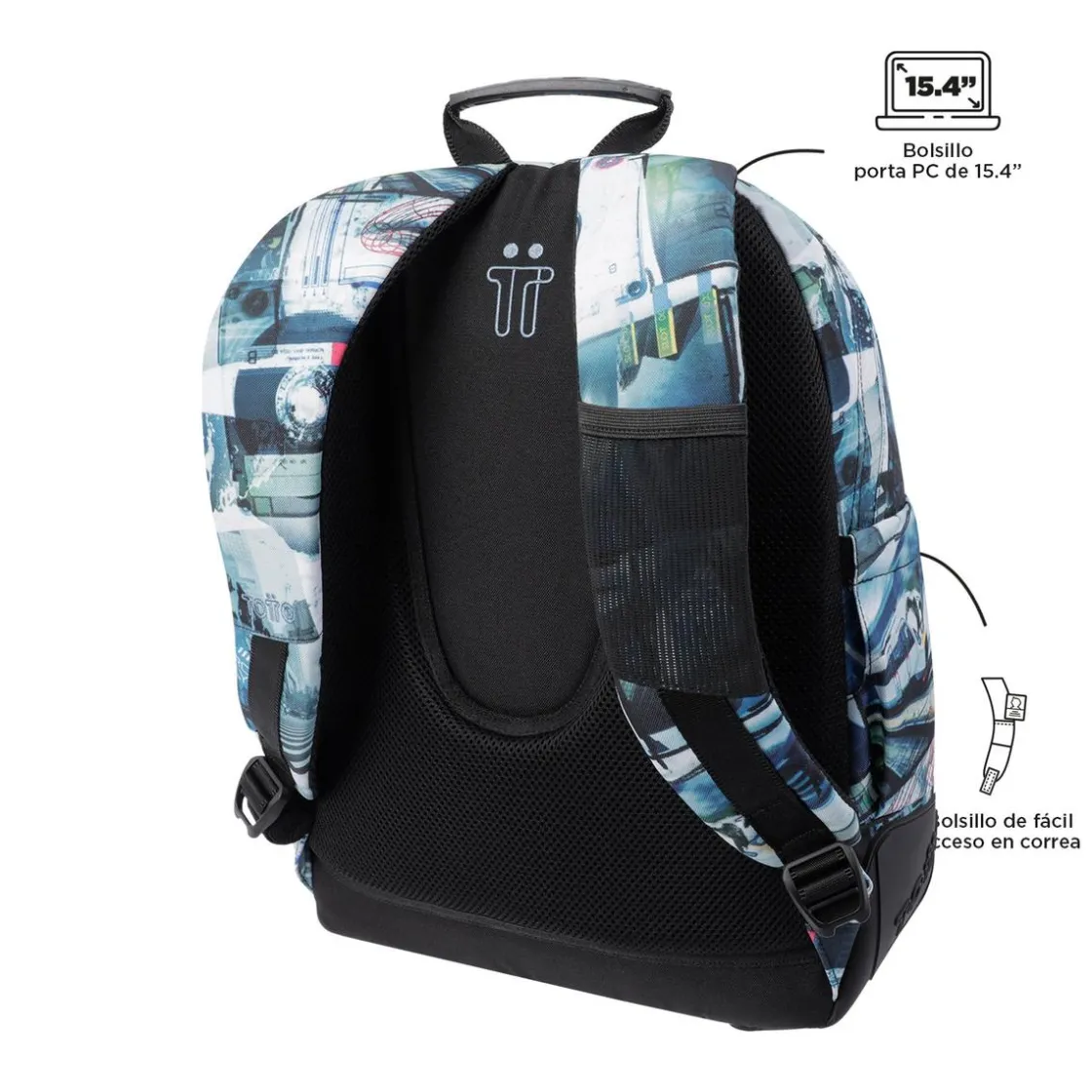 TOTTO - Mochila escolar postales y casetes Crayoles