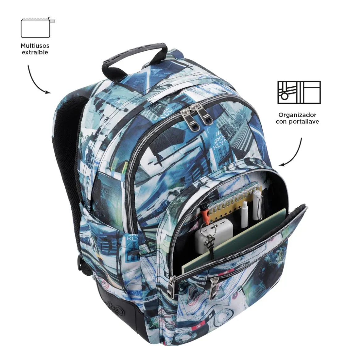 TOTTO - Mochila escolar postales y casetes Crayoles