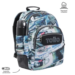 TOTTO - Mochila escolar postales y casetes Crayoles