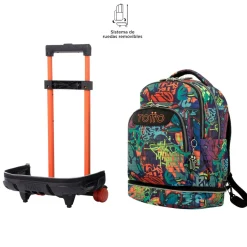 TOTTO - Mochila escolar ruedas desmontable graffiti Tiza* Material Escolar