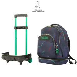 TOTTO - Mochila escolar ruedas desmontable fractal Tiza* Material Escolar