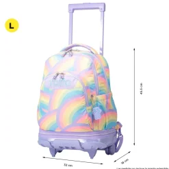 TOTTO - Mochila escolar ruedas desmontable arcoíris Tiza