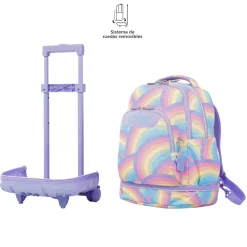 TOTTO - Mochila escolar ruedas desmontable arcoíris Tiza