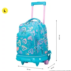 TOTTO - Mochila escolar ruedas desmontable corazones pintados Tiza* Material Escolar