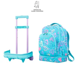 TOTTO - Mochila escolar ruedas desmontable corazones pintados Tiza* Material Escolar
