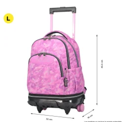 TOTTO - Mochila escolar ruedas desmontable camuflaje rosa Tiza* Material Escolar