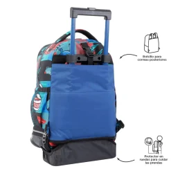 TOTTO - Mochila escolar ruedas desmontable cyber monstruos Tiza* Material Escolar