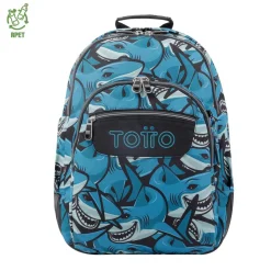 TOTTO - Mochila escolar tiburones Crayoles* Material Escolar