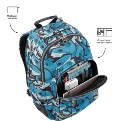 TOTTO - Mochila escolar tiburones Crayoles* Material Escolar