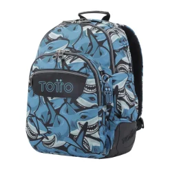 TOTTO - Mochila escolar tiburones Rayol