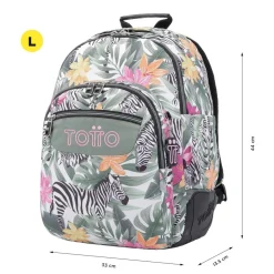 TOTTO - Mochila escolar tropical cebras Crayoles* Material Escolar