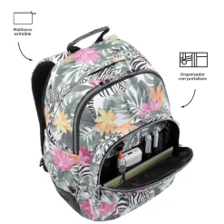 TOTTO - Mochila escolar tropical cebras Crayoles* Material Escolar