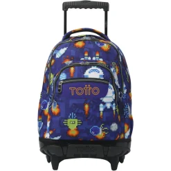 TOTTO - Mochila Renglones con ruedas Space Blue