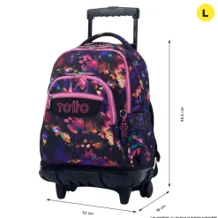 TOTTO - Mochila Renglones con ruedas - Flower Galaxy