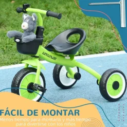 AIYAPLAY Triciclo con timbre y cesta Verde