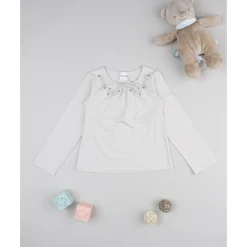 Prenatal T-shirt beige con cuello bordado para niña* Niña 2-10 Años·Camisas Y Camisetas|Niña·Niña 2-10 Años