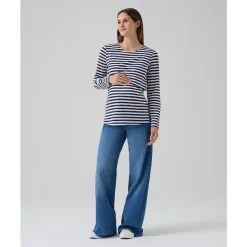 Prenatal T-shirt de lactancia rayas blancas y azules