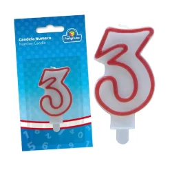 TOYS "R" US Vela con Borde Rojo 3* Artículos De Fiesta Y Regalos