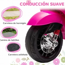 AIYAPLAY Vespa 6V con música, radio FM y ruedines Rosa