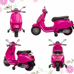 AIYAPLAY Vespa 6V con música, radio FM y ruedines Rosa