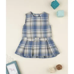 Prenatal Vestido sin mangas tartán azul y beige para niña