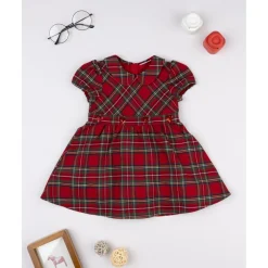 Prenatal Vestido tartán rojo niña con cuello redondo* Niña·Bebé Niña 3-36 Meses|Bebé Niña 3-36 Meses·Vestidos, Conjuntos Y Deporte
