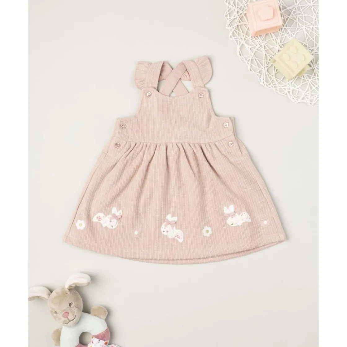 Prenatal Vestido tipo peto de niña en rosa con conejitos* Recién Nacido·Ropa Y Accesorios|Ropa Y Accesorios·Vestidos