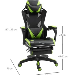 Homcom Vinsetto - Silla Gaming ergonómica verde-negro