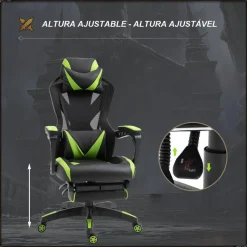 Homcom Vinsetto - Silla Gaming ergonómica verde-negro