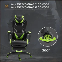 Homcom Vinsetto - Silla Gaming ergonómica verde-negro