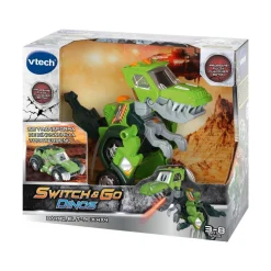 VTECH - Dinosaurio electrónico transformable en coche 4x4, Switch & Go Dino Barro ㅤ