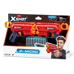X-SHOT - Pack 2 Micro lanzadores + 16 dardos* Nerf Y Blasters