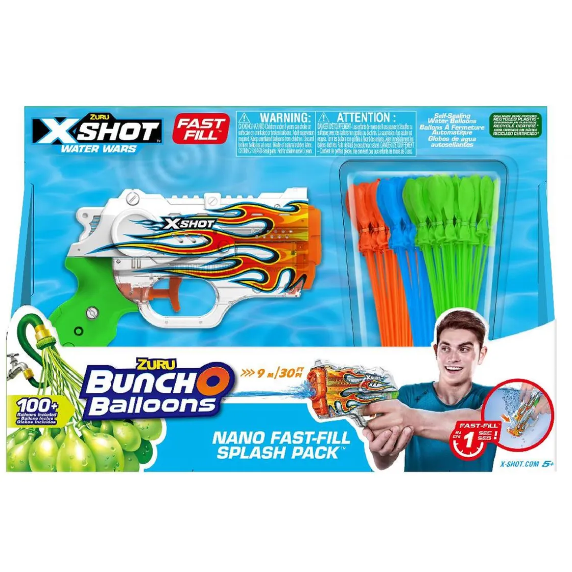 ZURU X-Shot - Pistola Nano y 3 pack globos Bunch O Balloons